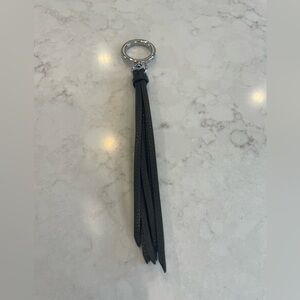 Vera Bradley Black Leather Tassel Keychain Bag Charm